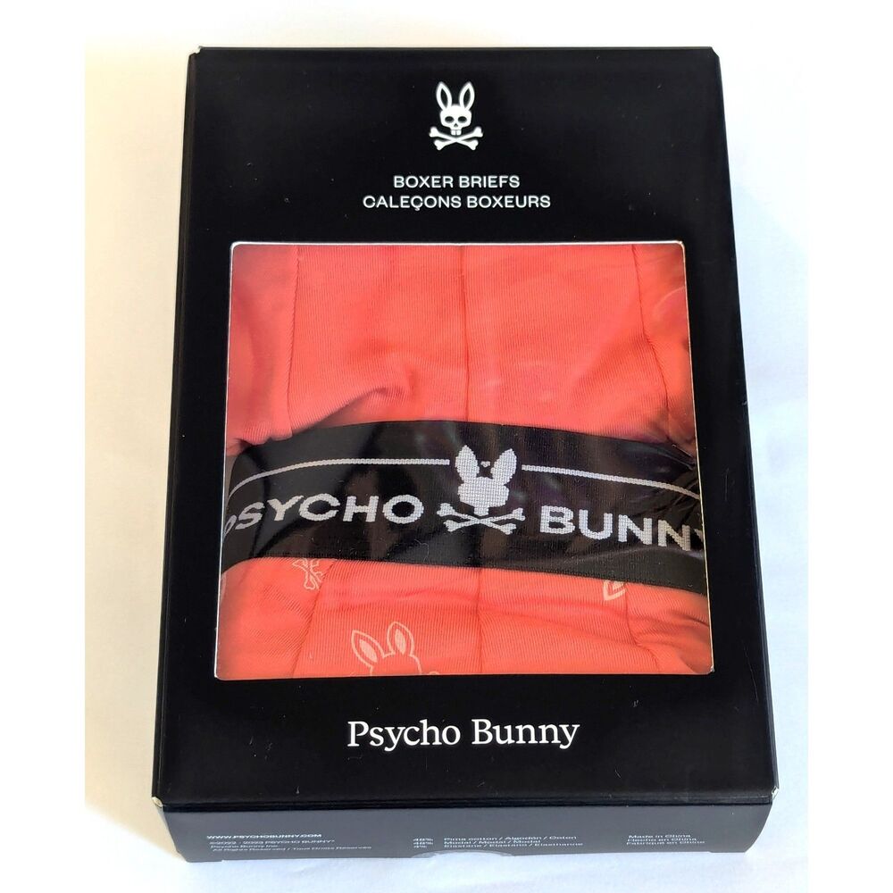Psycho Bunny Coral Boxer Briefs with Black Waistband
